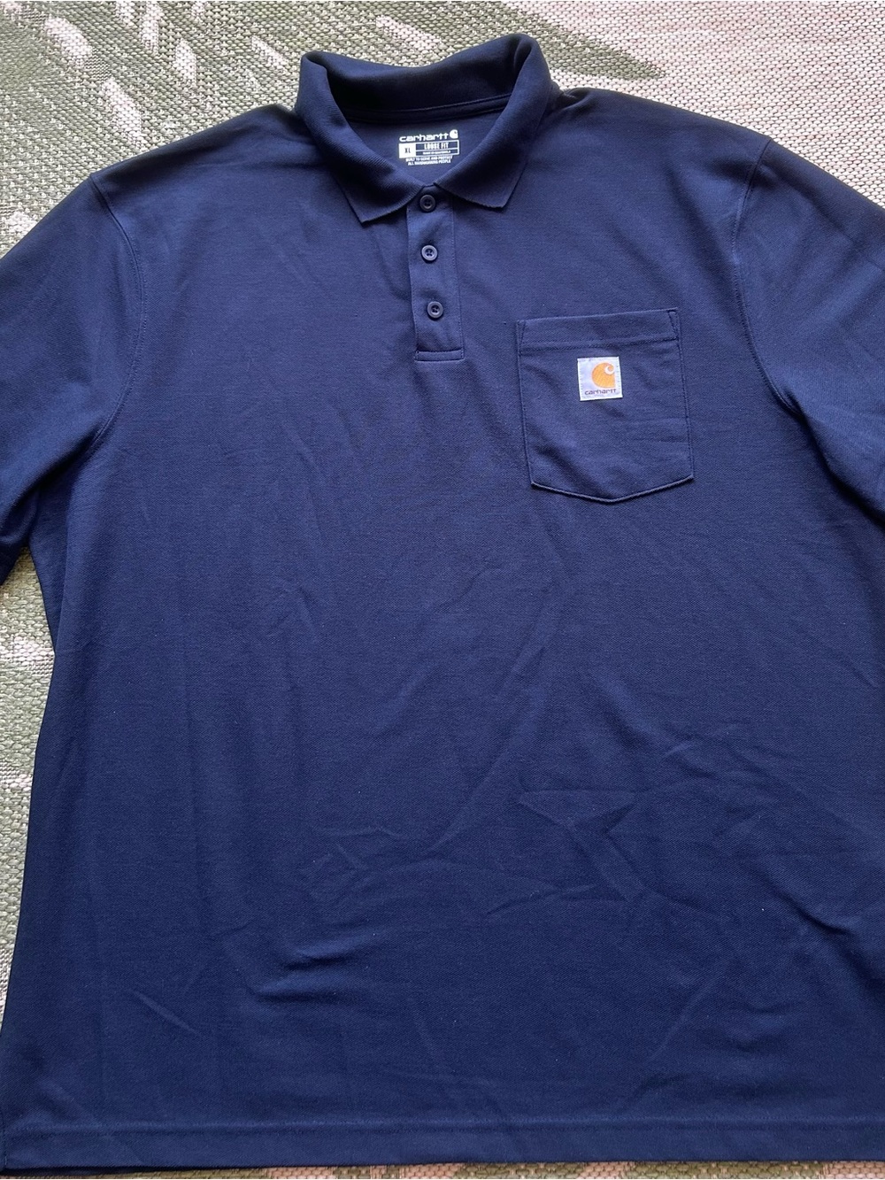 Carhartt Men's Loose Fit Navy Pocket Polo Shirt XL